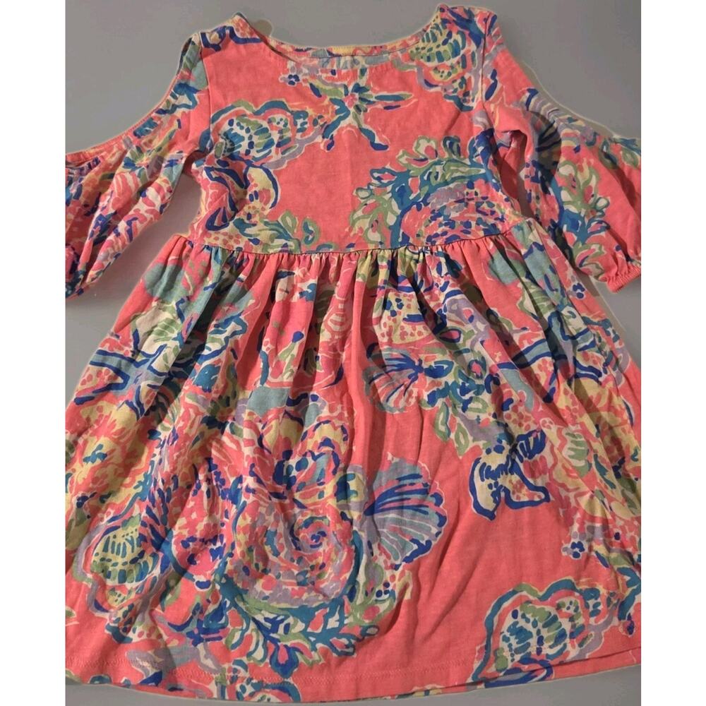 Lilly Pulitzer‎ Dress Girls Size S 4-5T Pink Floral Flowers 3/4 Sleeve Beach